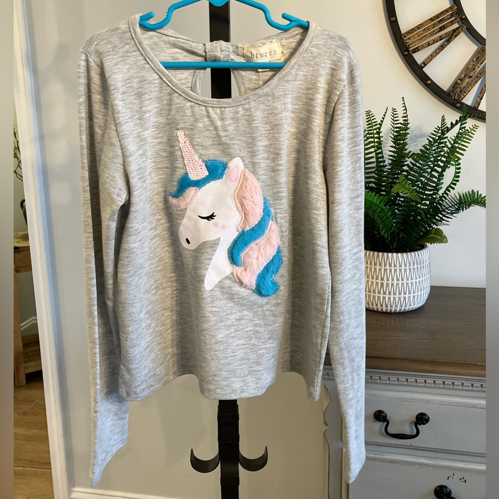 NWT Reverse Sequin Unicorn | Btween Long Sleeve T-shirt | Girls 10